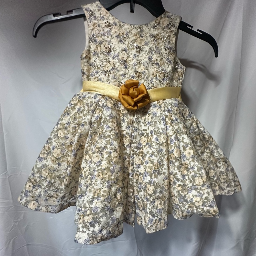 Varsha Floral Kids Girls Dress with Gold Accent - Beautiful